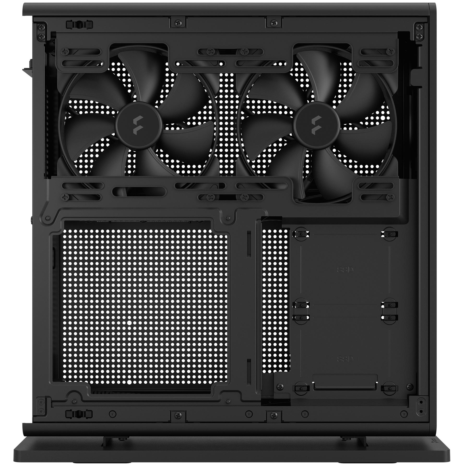 A large main feature product image of Fractal Design Ridge PCIe 4.0 SFF 12.6L Vertical Mini-ITX Case (Black)