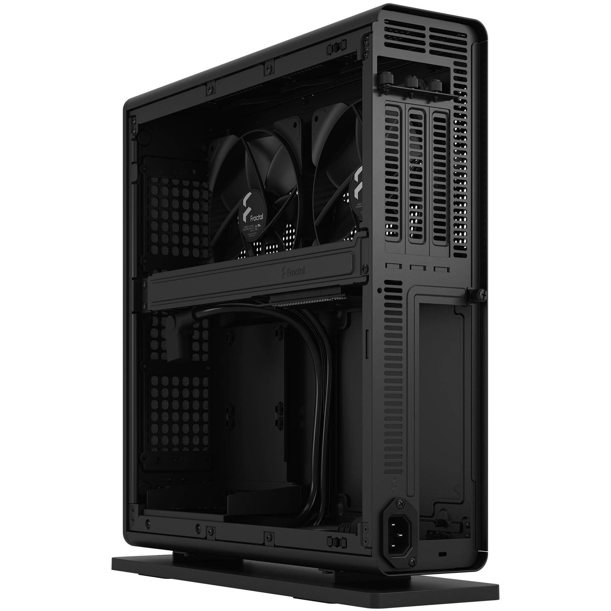 A large main feature product image of Fractal Design Ridge PCIe 4.0 SFF 12.6L Vertical Mini-ITX Case (Black)
