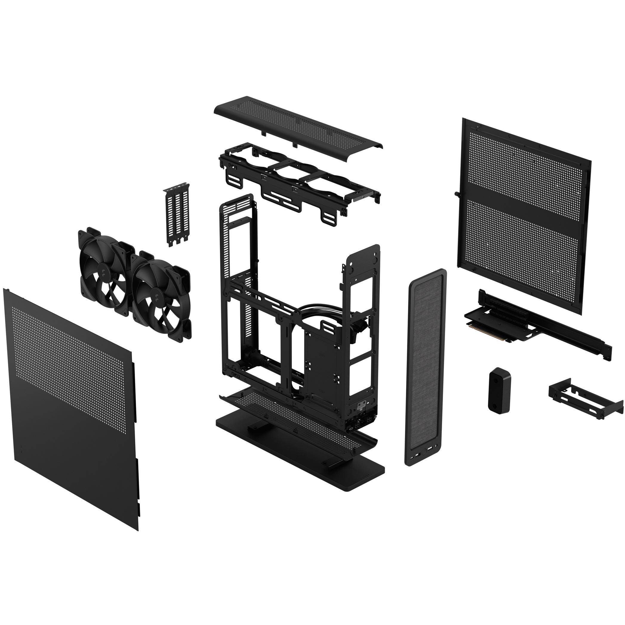 A large main feature product image of Fractal Design Ridge PCIe 4.0 SFF 12.6L Vertical Mini-ITX Case (Black)