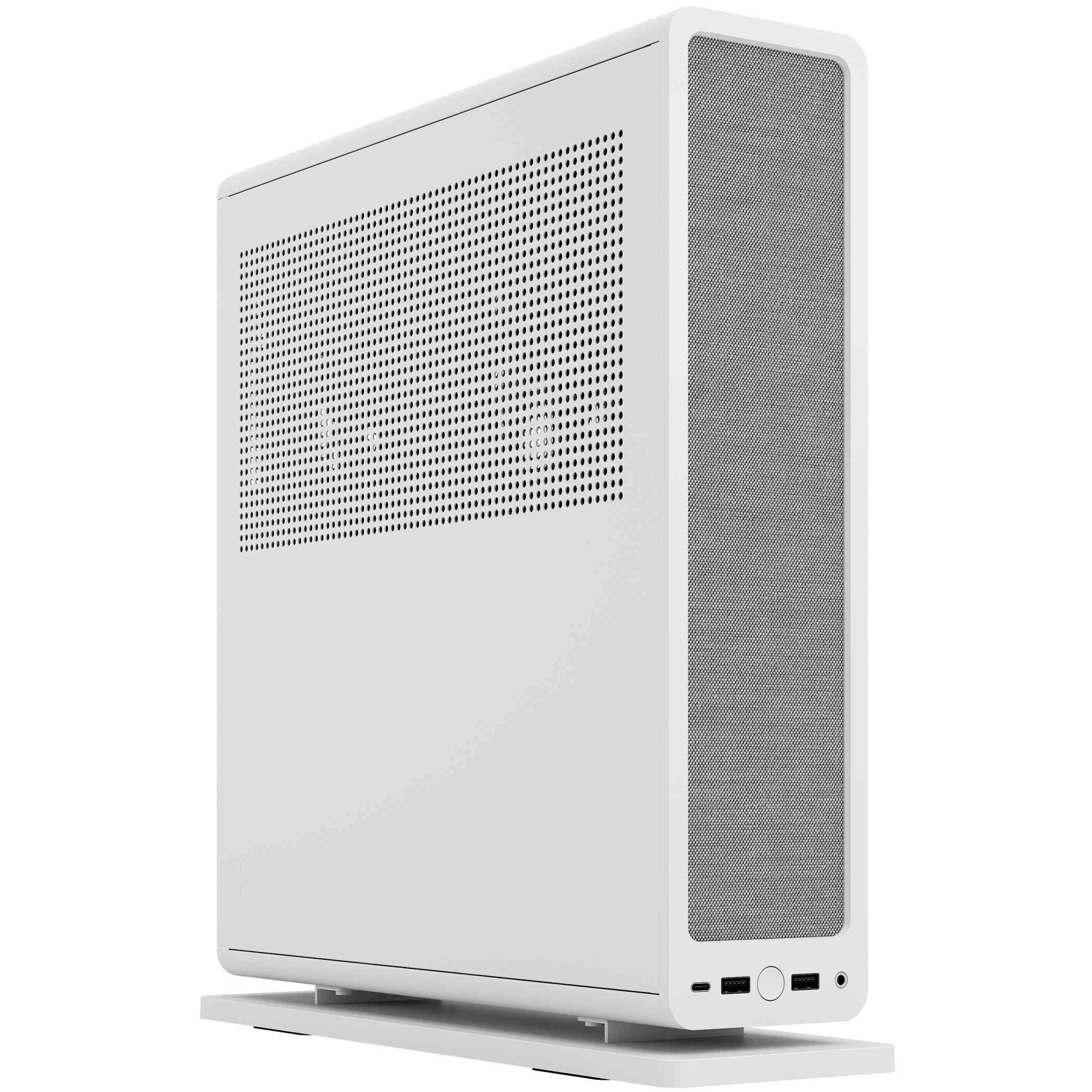 A large main feature product image of Fractal Design Ridge PCIe 4.0 SFF 12.6L Vertical Mini-ITX Case (White)