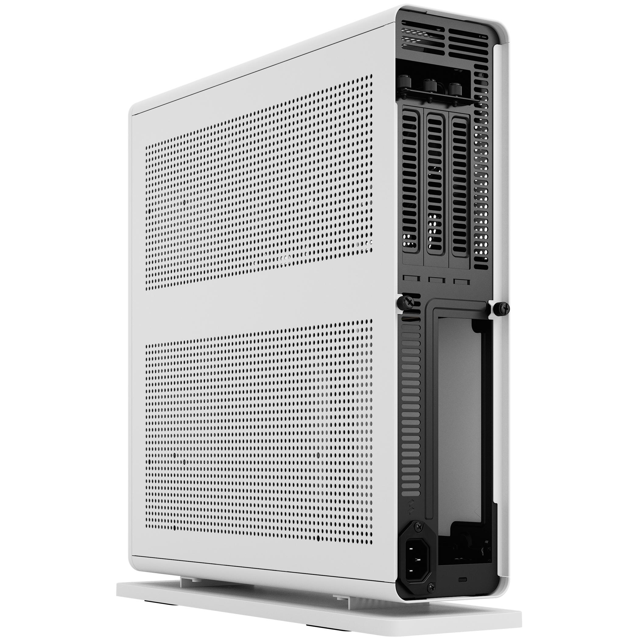 A large main feature product image of Fractal Design Ridge PCIe 4.0 SFF 12.6L Vertical Mini-ITX Case (White)