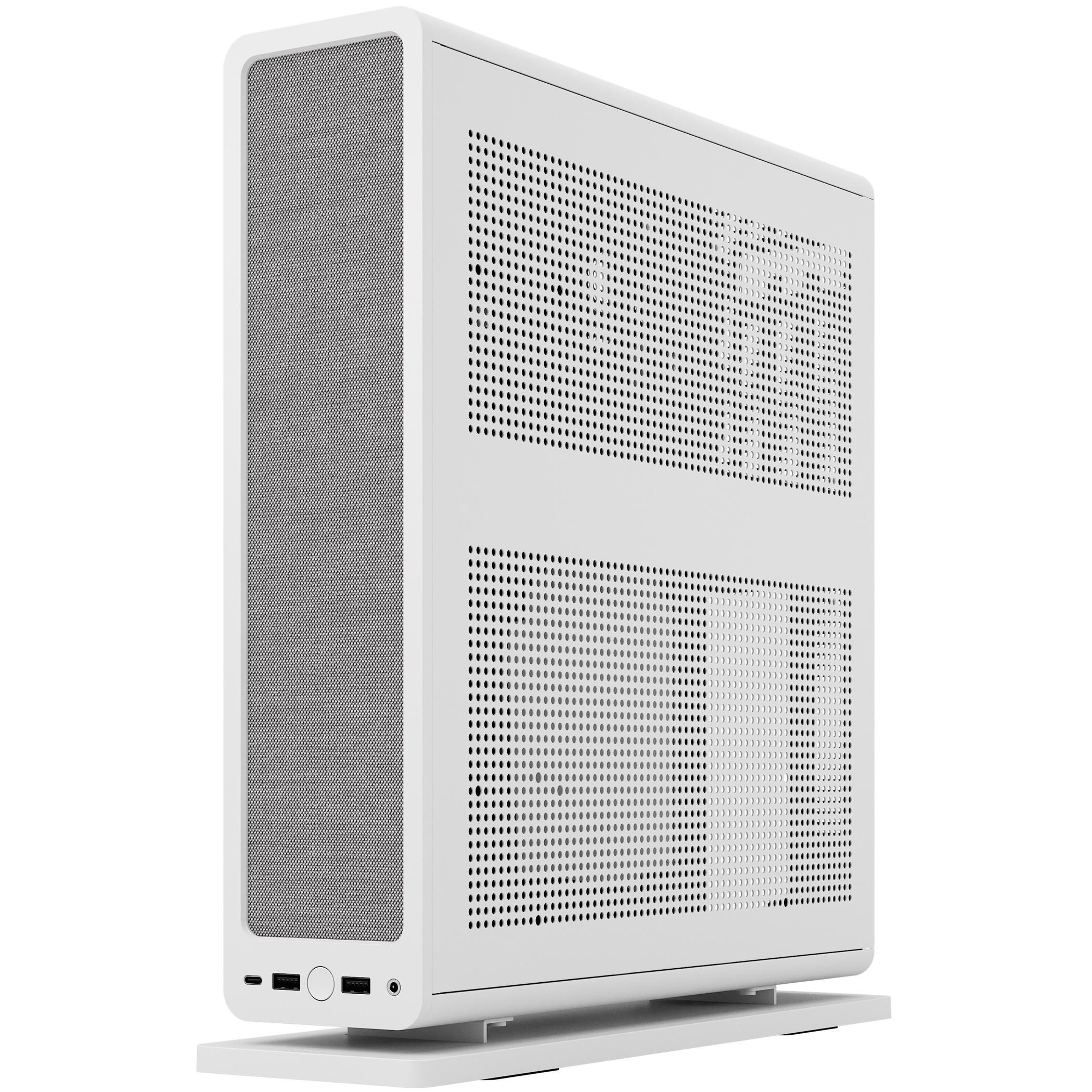 A large main feature product image of Fractal Design Ridge PCIe 4.0 SFF 12.6L Vertical Mini-ITX Case (White)