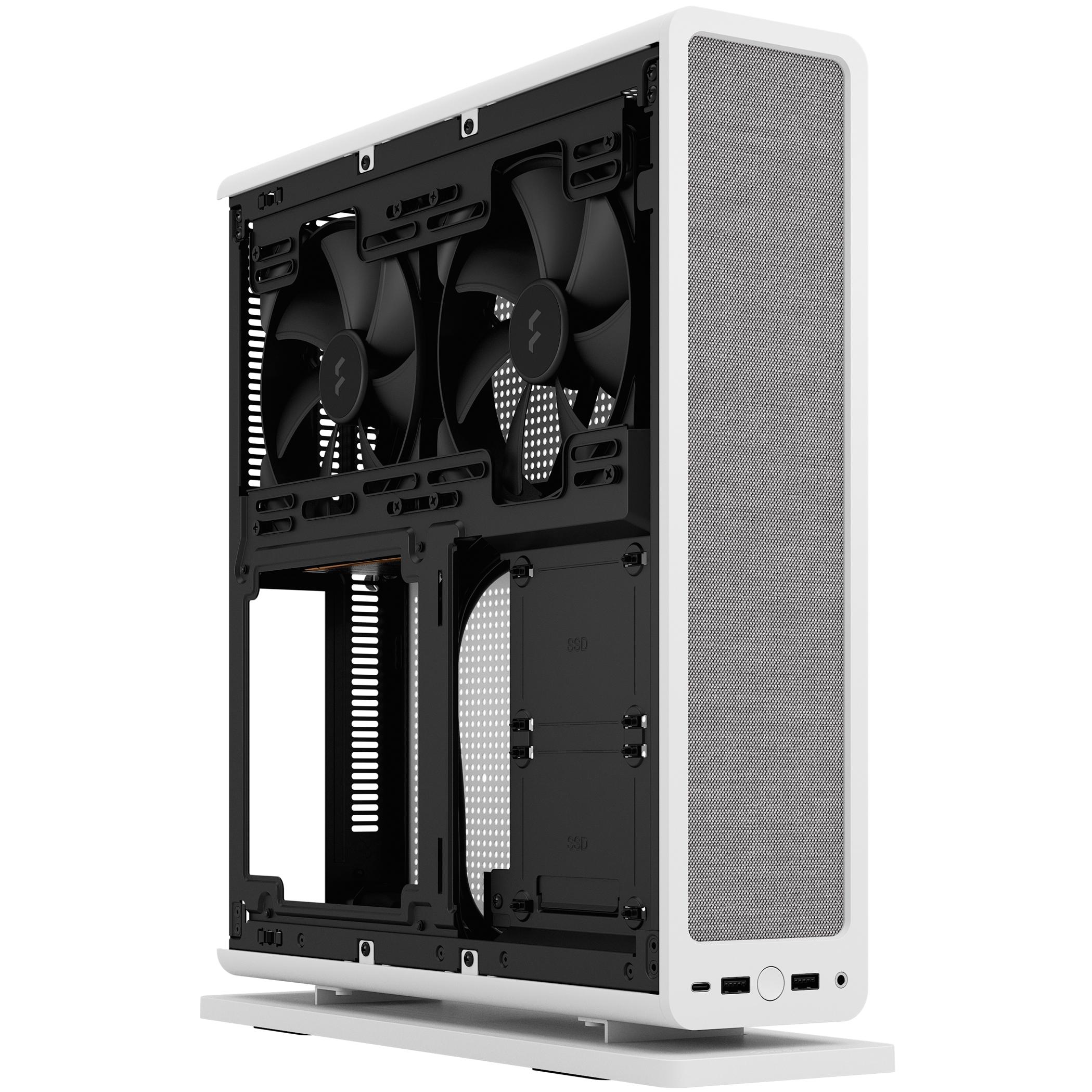 A large main feature product image of Fractal Design Ridge PCIe 4.0 SFF 12.6L Vertical Mini-ITX Case (White)
