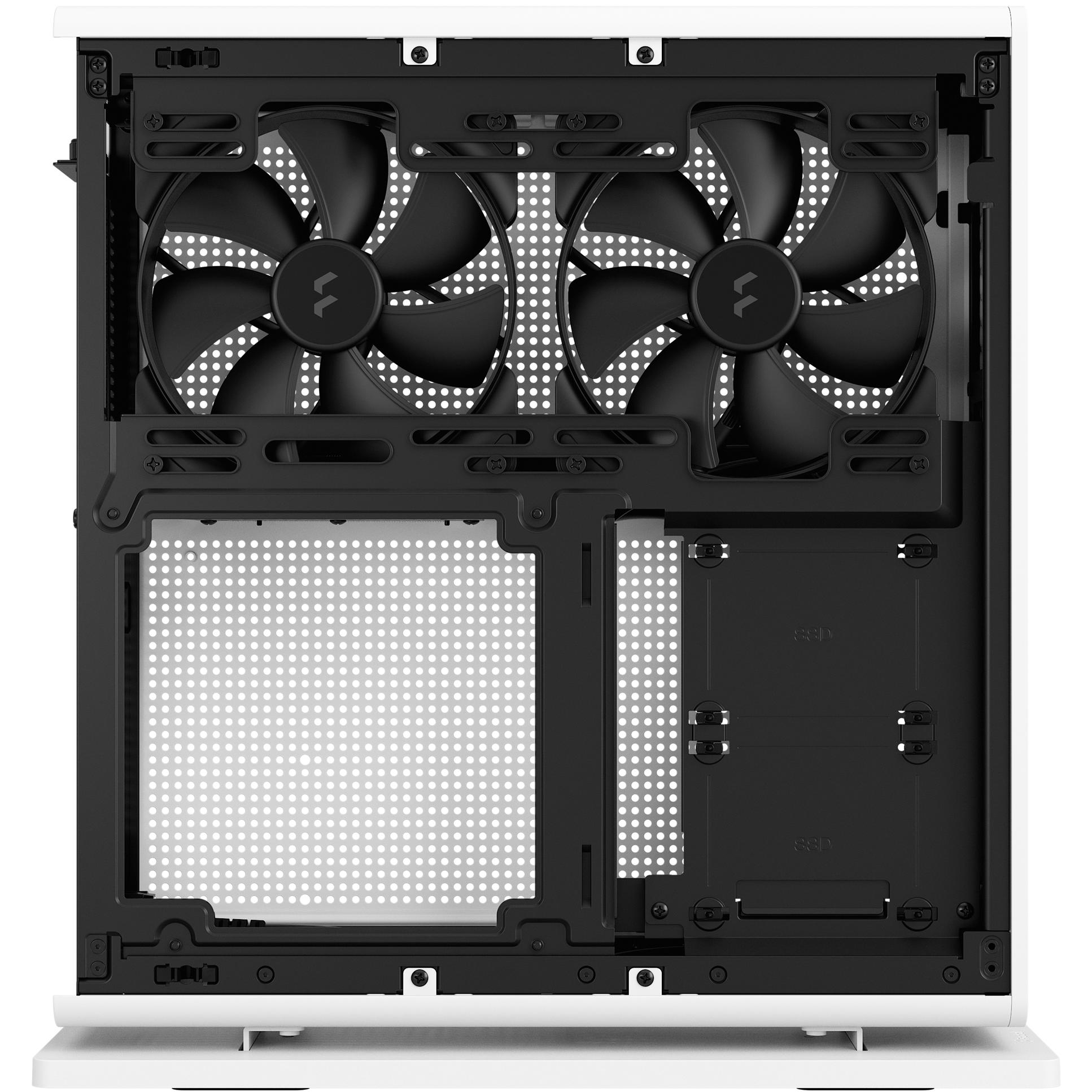 A large main feature product image of Fractal Design Ridge PCIe 4.0 SFF 12.6L Vertical Mini-ITX Case (White)