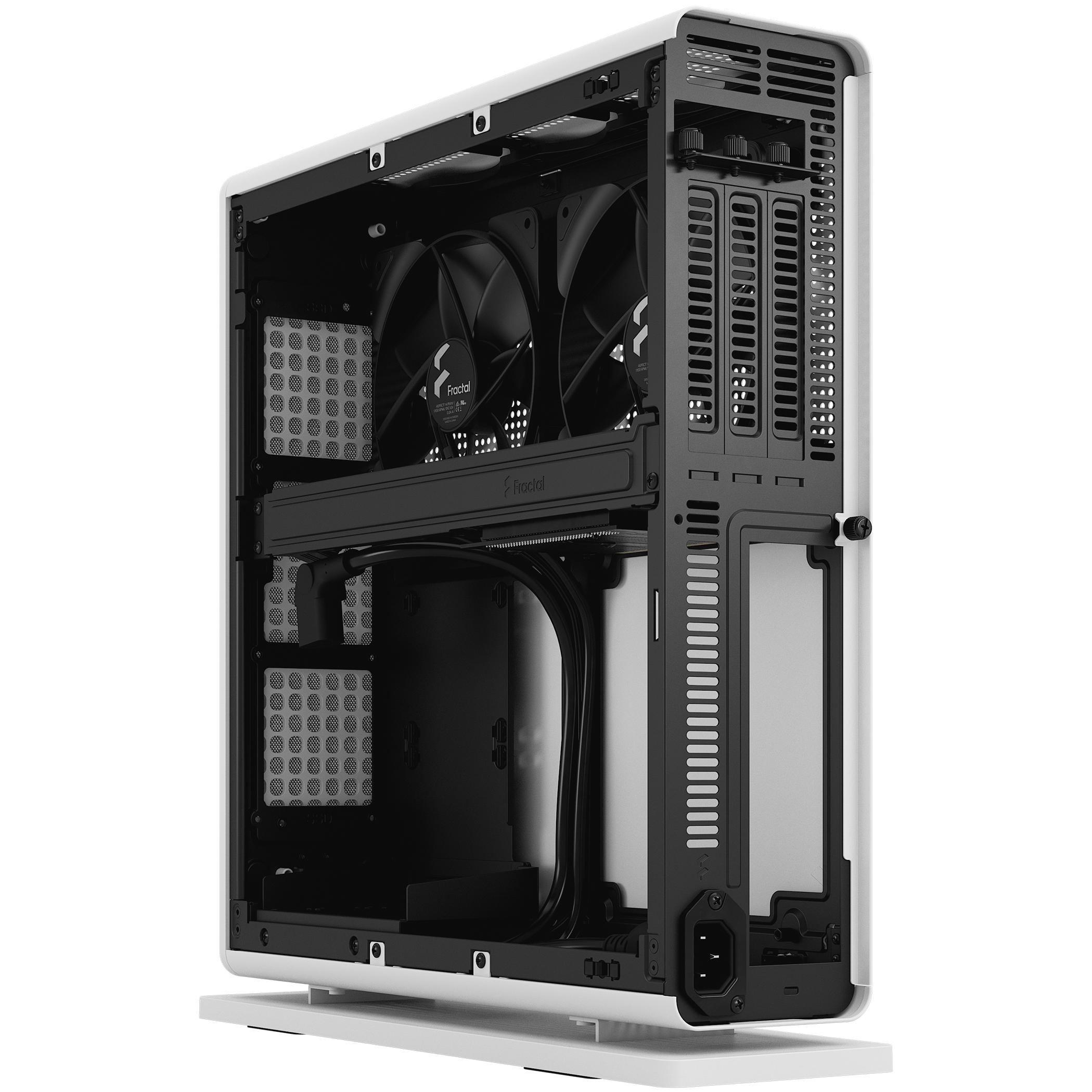 A large main feature product image of Fractal Design Ridge PCIe 4.0 SFF 12.6L Vertical Mini-ITX Case (White)