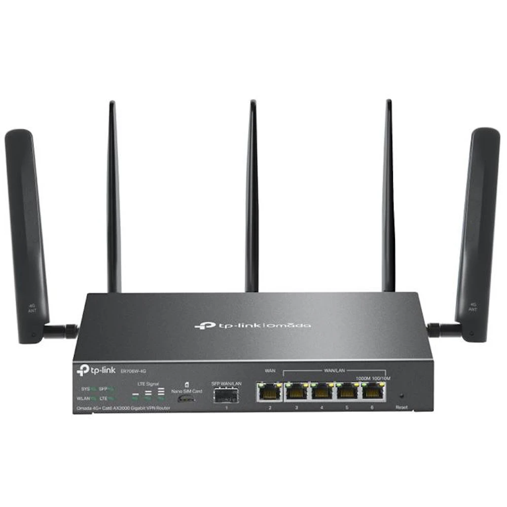 TP-Link Omada ER706W-4G - AX3000 4G+ Multi-Gigabit Wi-Fi 6 VPN Router