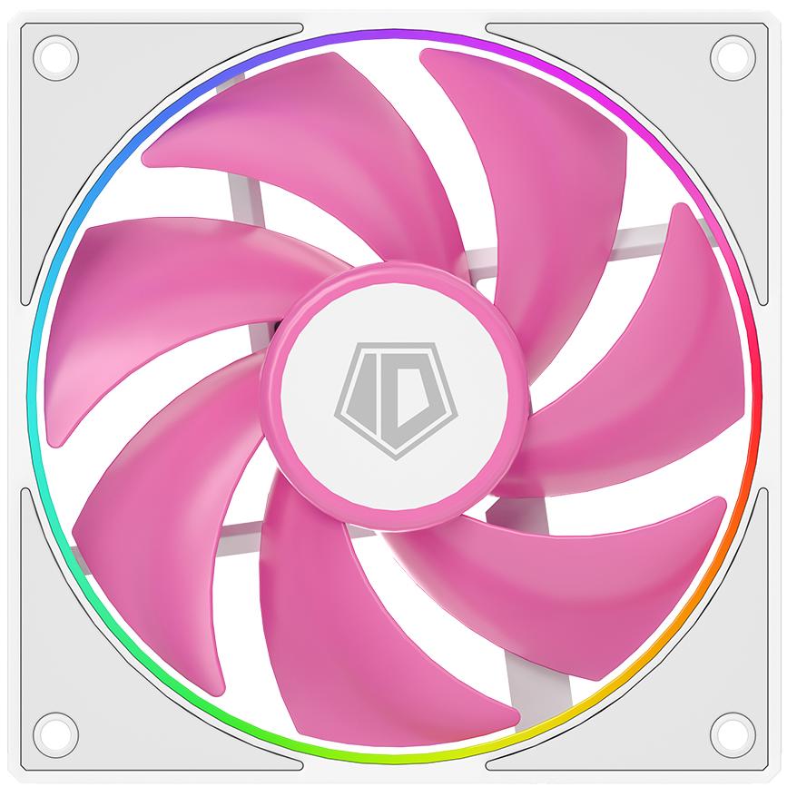 A large main feature product image of ID-COOLING AF Series 120mm ARGB Performance PWM Fan (Pink/White)