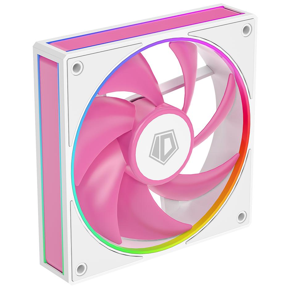 A large main feature product image of ID-COOLING AF Series 120mm ARGB Performance PWM Fan (Pink/White)