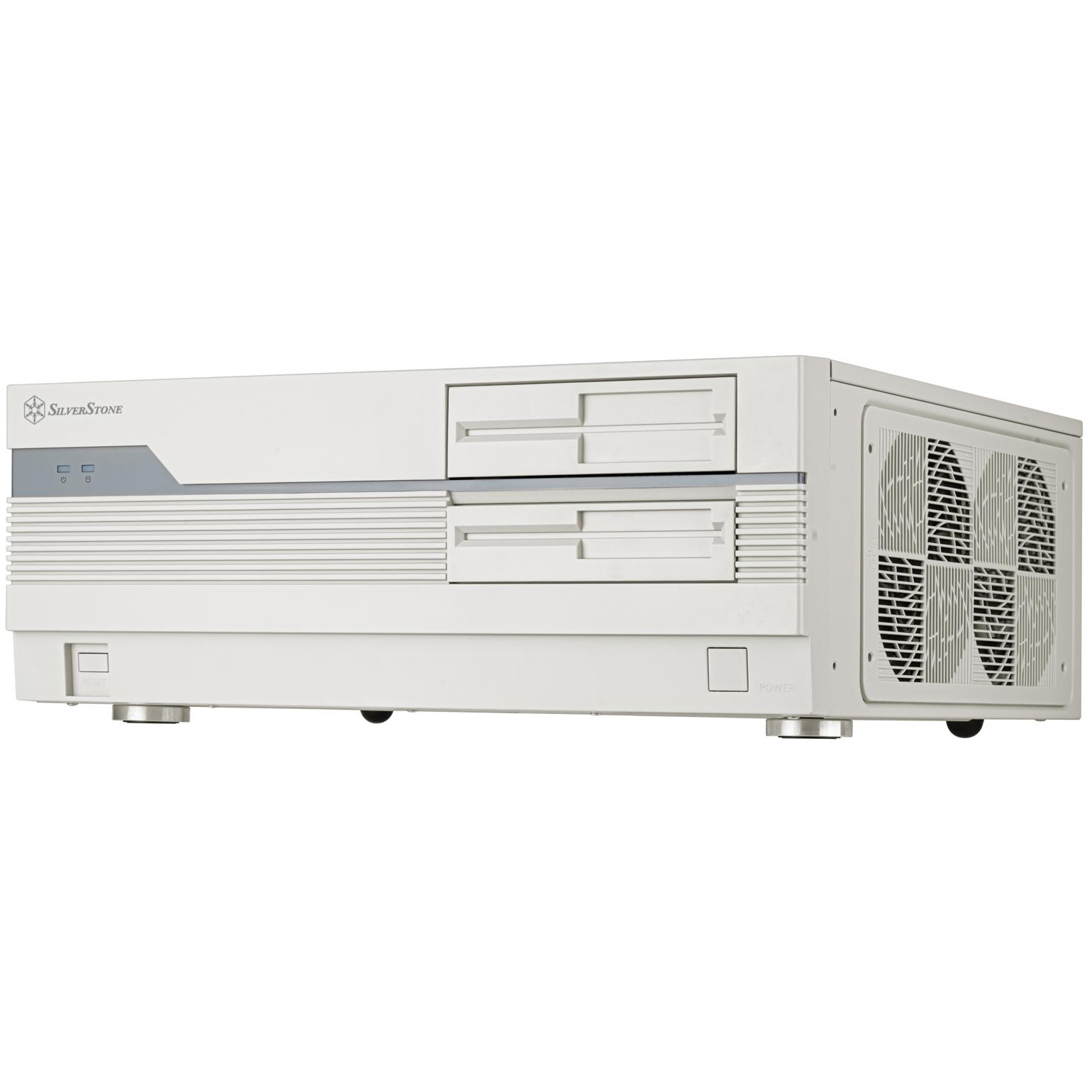 A large main feature product image of SilverStone FLP01 Retro HTPC Case