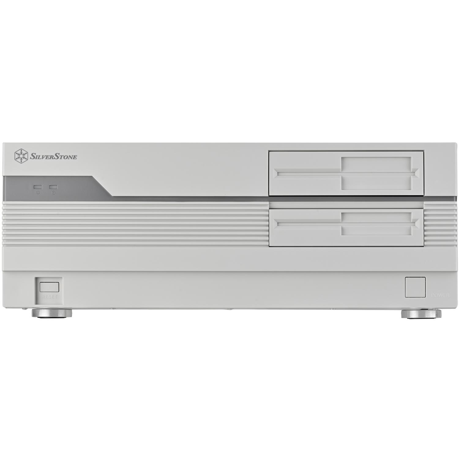 A large main feature product image of SilverStone FLP01 Retro HTPC Case