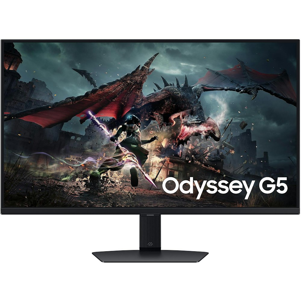 A large main feature product image of Samsung Odyssey G50D - 32" 1440p 180Hz Fast IPS Gaming Monitor