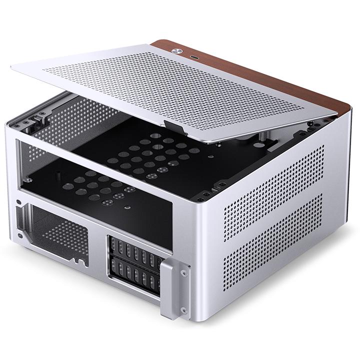 A large main feature product image of Jonsbo NV10 - SFF 4.5L Mini-ITX Case (Silver)