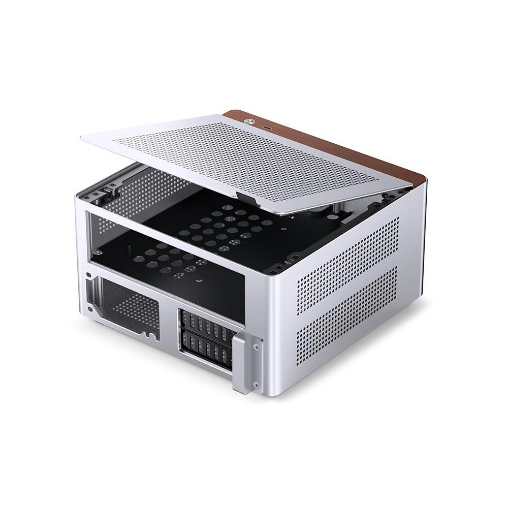A large main feature product image of Jonsbo NV10 - SFF 4.5L Mini-ITX Case (Silver)