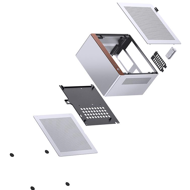 A large main feature product image of Jonsbo NV10 - SFF 4.5L Mini-ITX Case (Silver)