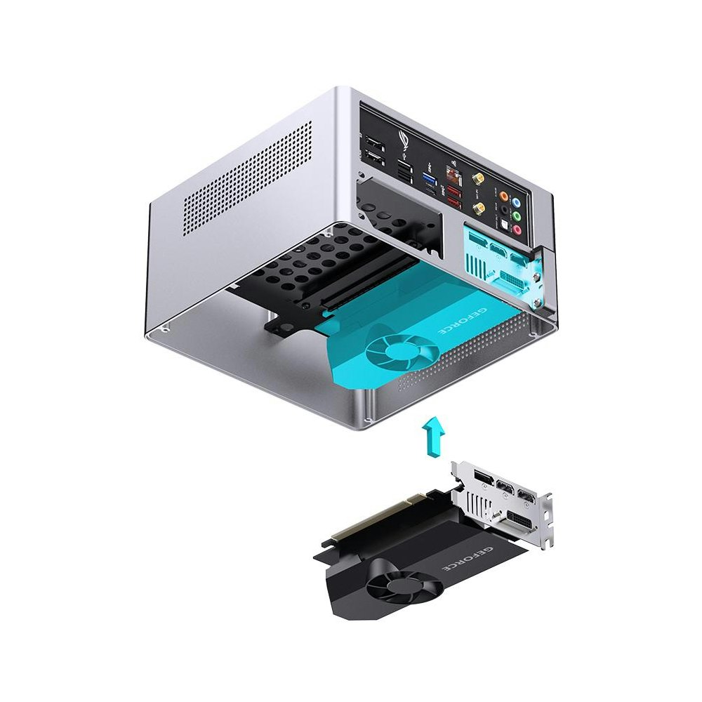 A large main feature product image of Jonsbo NV10 - SFF 4.5L Mini-ITX Case (Silver)