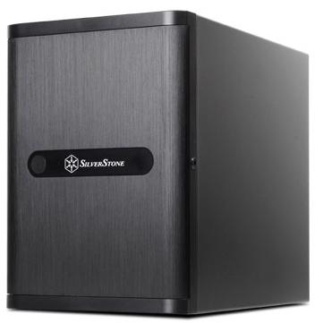 A large main feature product image of SilverStone DS380 Compact 21.6L Mini-ITX NAS Case