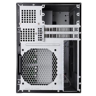 A large main feature product image of SilverStone DS380 Compact 21.6L Mini-ITX NAS Case