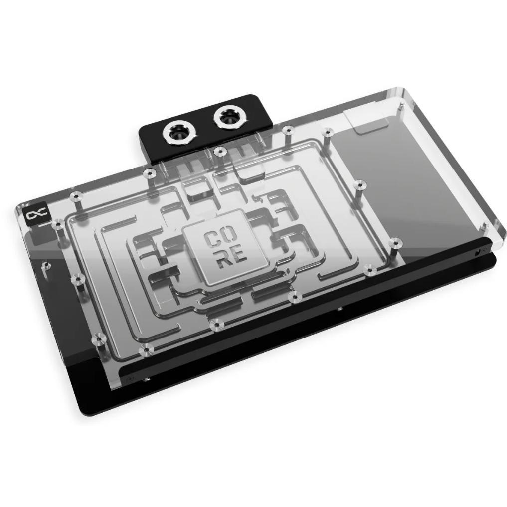 A large main feature product image of Alphacool Core GeForce RTX 5090 ROG Astral GPU Water Block