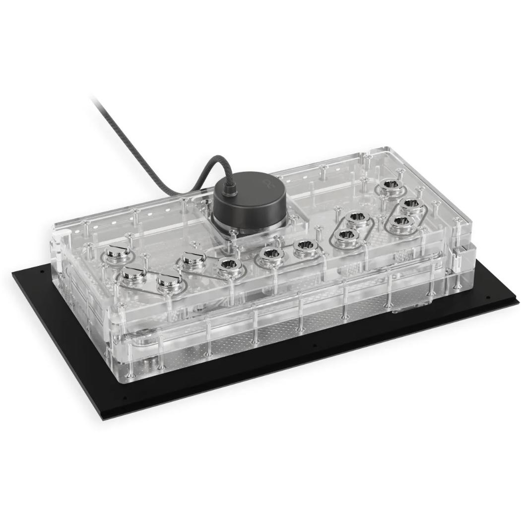 A large main feature product image of Alphacool Apex Distro Plate w/ Pump for Dark Base Pro 901 (Black)