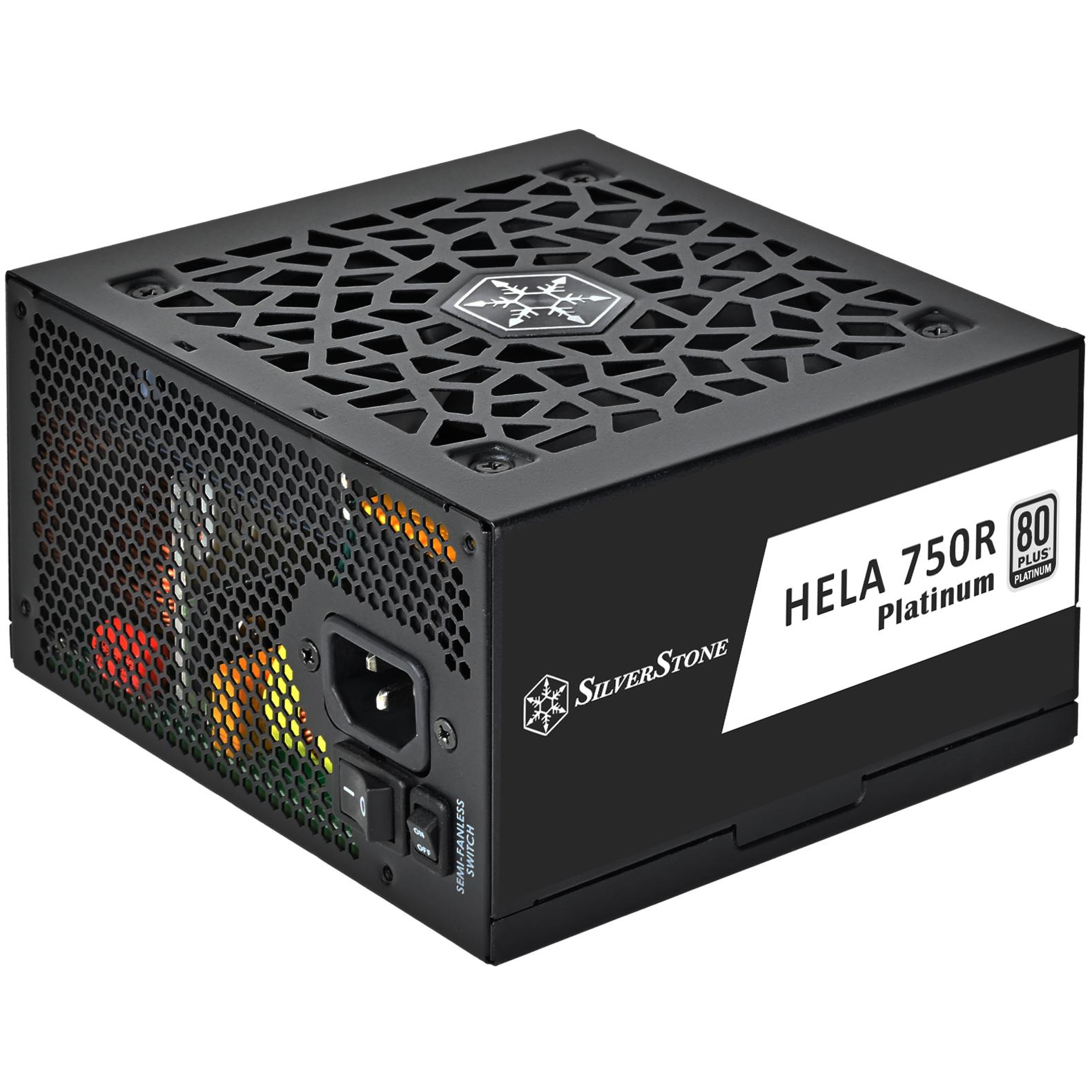 A large main feature product image of Silverstone HELA R 750W Platinum PCIe 5.0 ATX Modular PSU