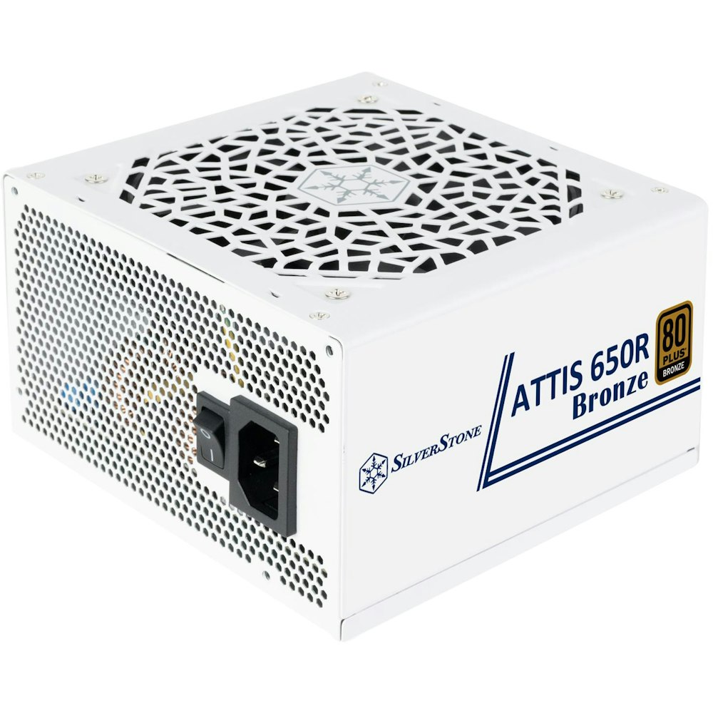 A large main feature product image of SilverStone Attis 650W Bronze ATX PSU (White)