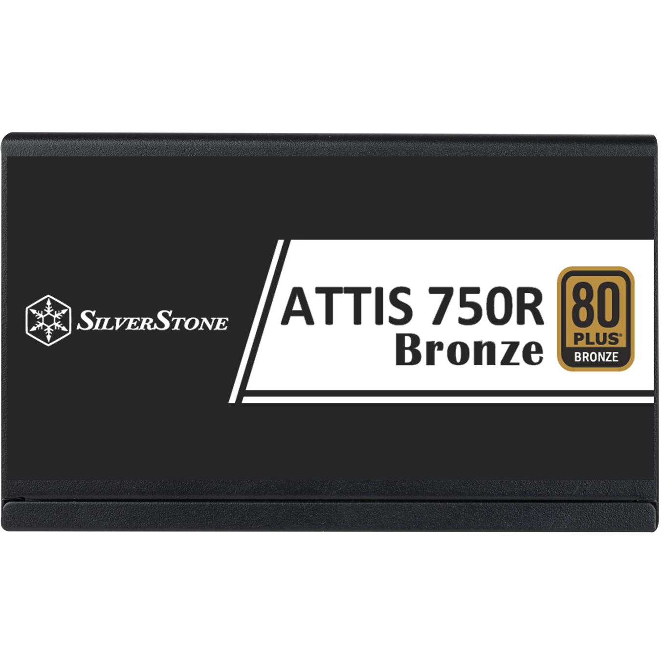 A large main feature product image of SilverStone Attis 750W Bronze ATX PSU