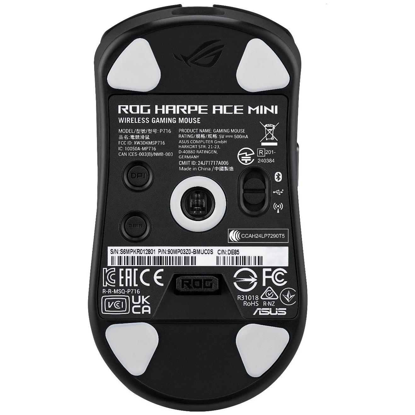 A large main feature product image of ASUS ROG Harpe Ace Mini Wireless Gaming Mouse - Black