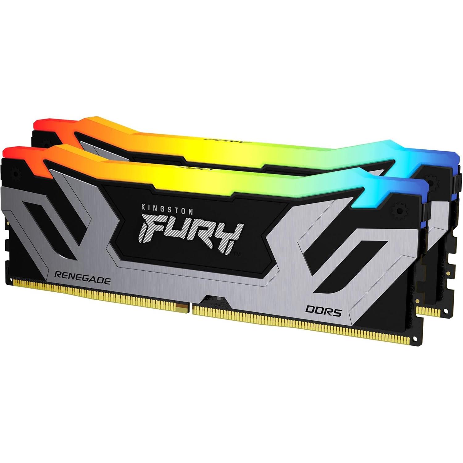 A large main feature product image of Kingston FURY Renegade RGB 48GB Kit (2x24GB) XMP DDR5-8400 C40 CUDIMM 