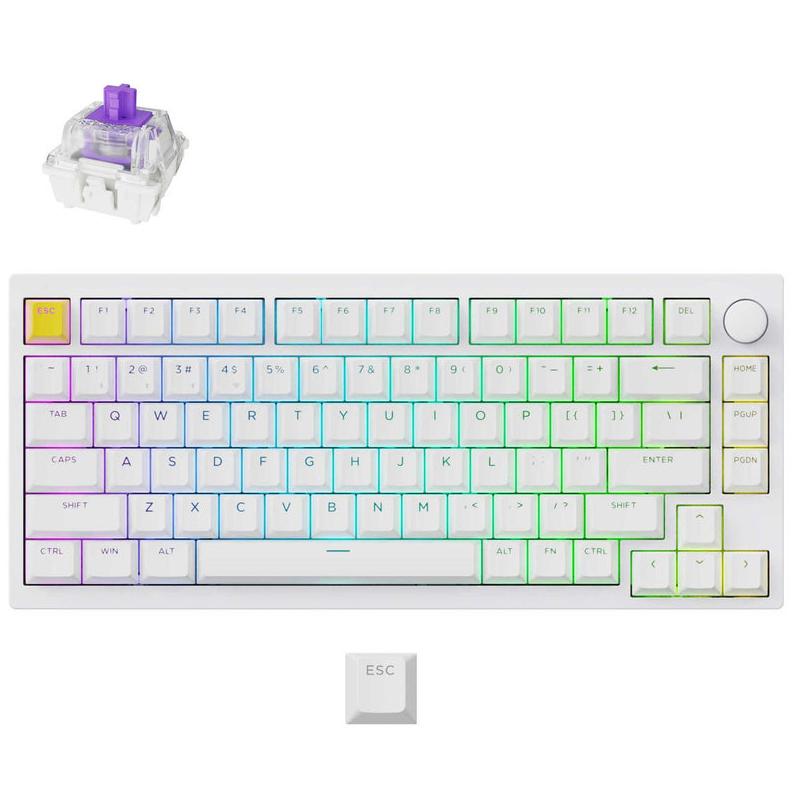 A large main feature product image of Keychron Lemokey P1 HE - 75% QMK RGB Wireless Custom Keyboard - White (Gateron Nebula Magnetic Switch)