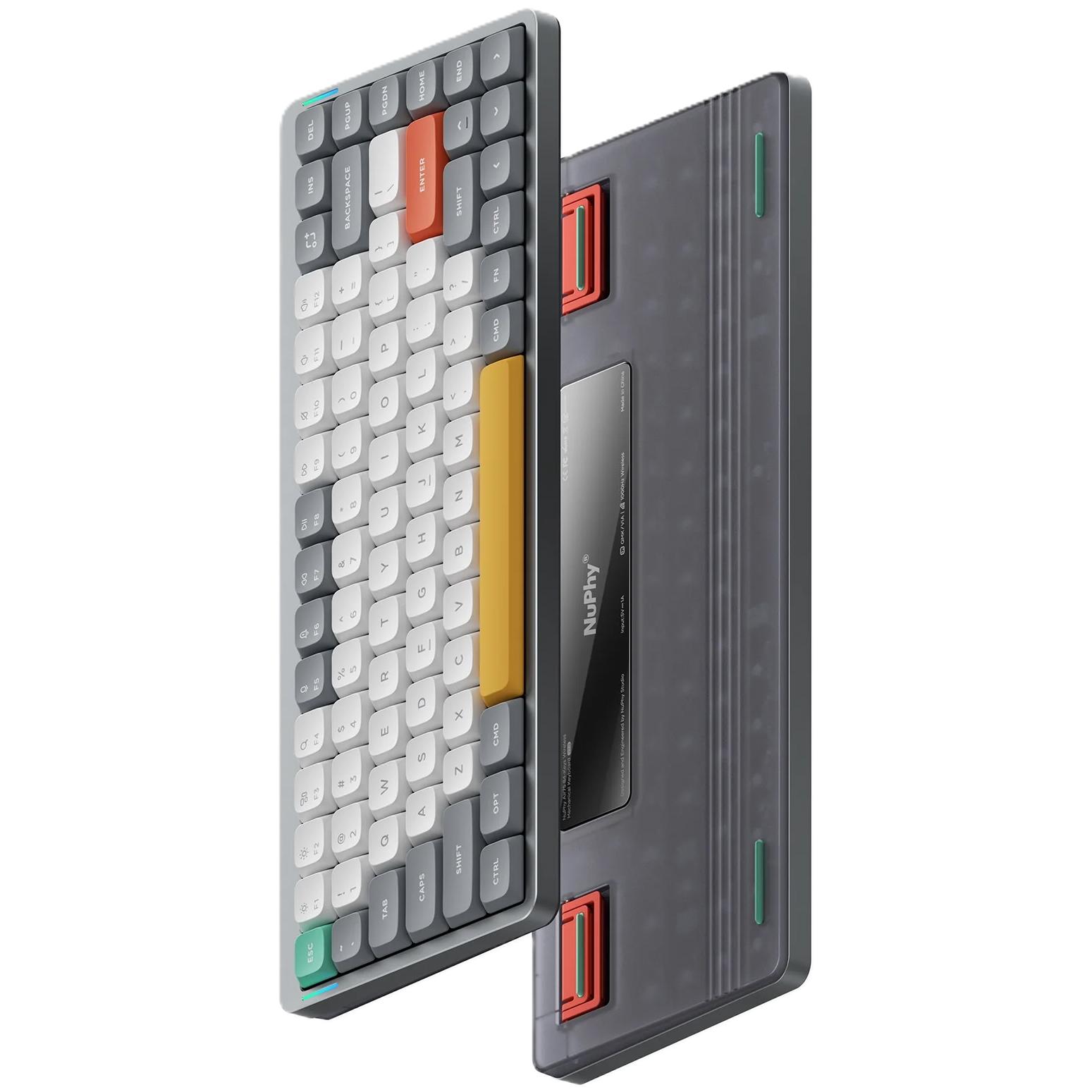 A large main feature product image of Nuphy Air75 v2 QMK/VIA Wireless Mechanical Keyboard Grey (Cowberry Switch)