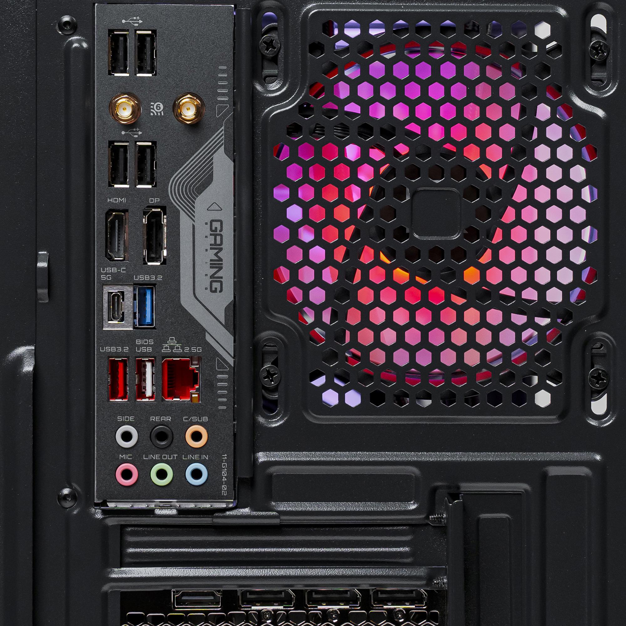A large main feature product image of PLE Synergy RTX 4070 Prebuilt Ready To Go Gaming PC