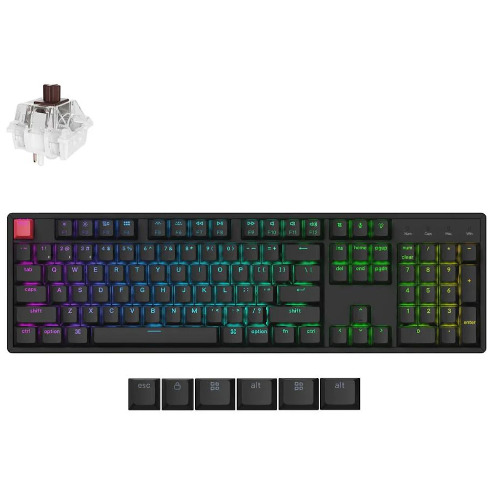 Keychron K10v2 - Fullsize QMK RGB Wireless Mechanical Keyboard - Black (Super Brown Switch)