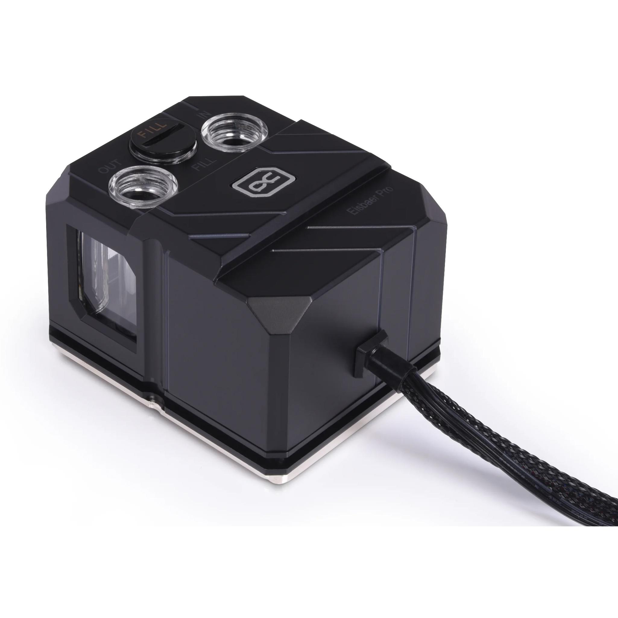 A large main feature product image of Alphacool Eisbaer Pro Aurora Solo ARGB CPU Pump/Block Combo