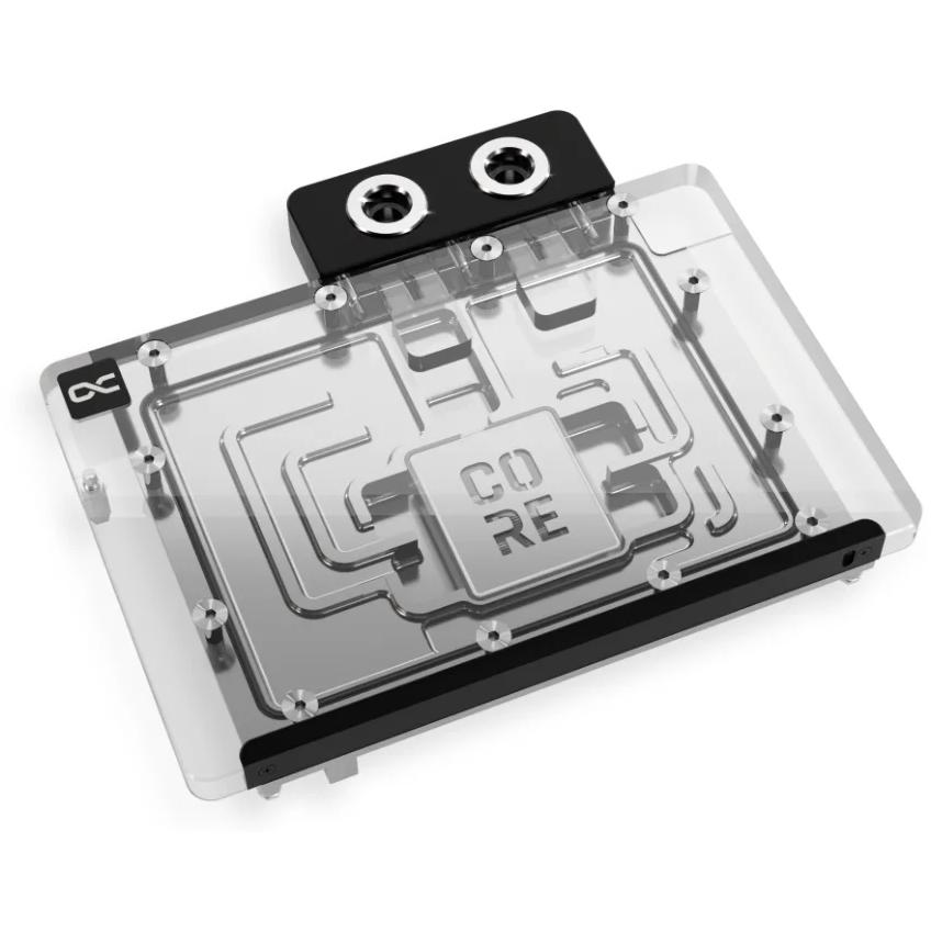 A large main feature product image of Alphacool Core GeForce RTX 5080 Gaming Trio GPU Water Block