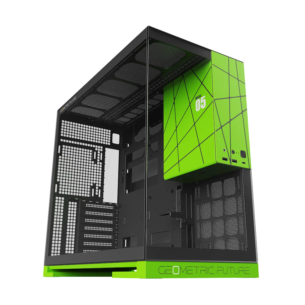 Geometric Future Model 5 Fanless - Mid Tower Glass Case (Black/Green)