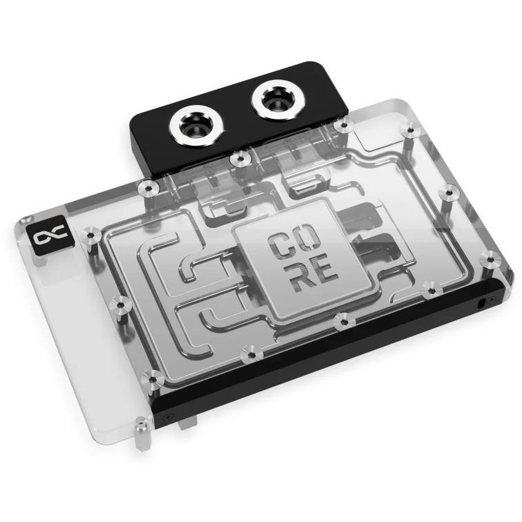 A large main feature product image of Alphacool Core GeForce RTX 5090 Reference GPU Water Block