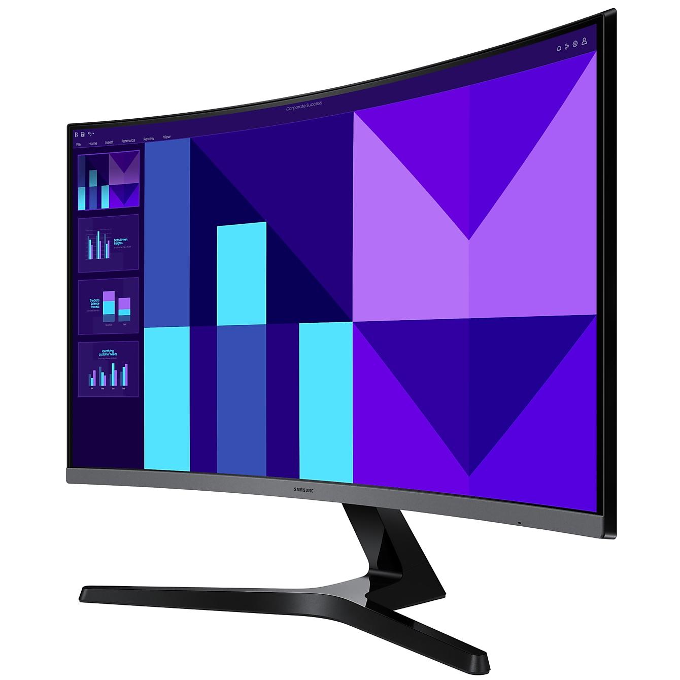 A large main feature product image of Samsung Essential S3 S39GD - 27" Curved 1080p 100Hz VA Monitor
