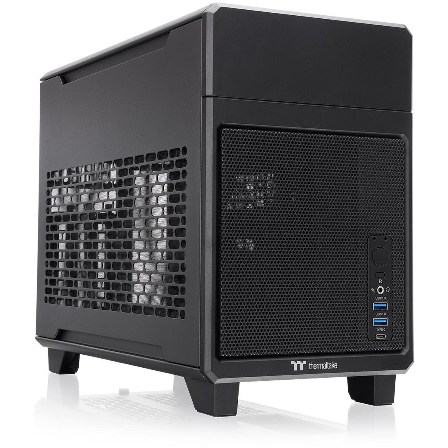 A large main feature product image of Thermaltake TR100 - SFF Mini ITX Case (Black)