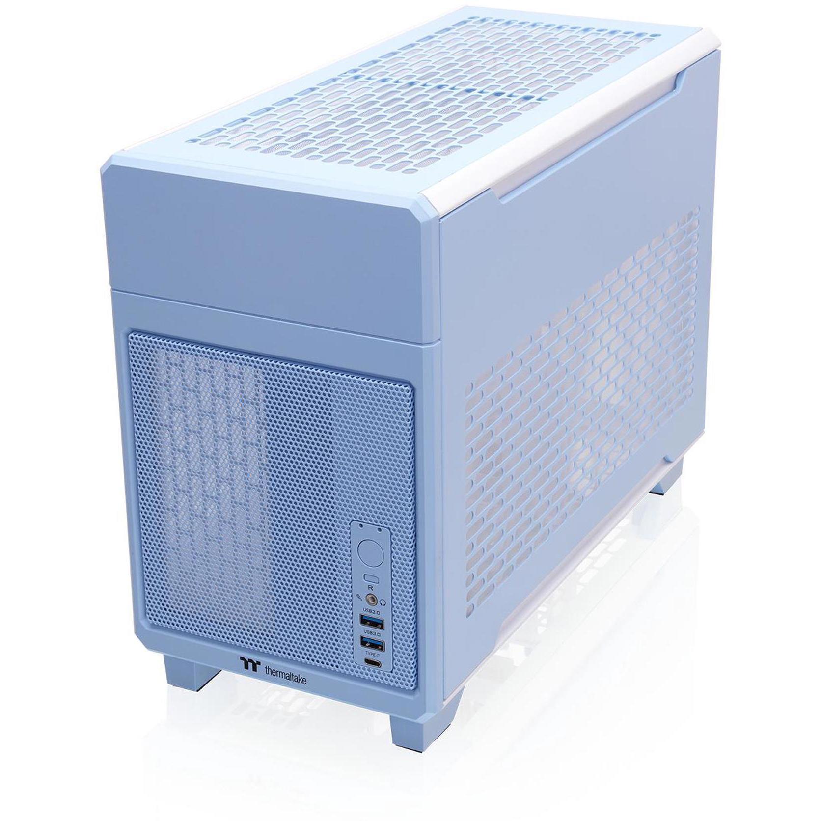 A large main feature product image of Thermaltake TR100 - SFF Mini ITX Case (Hydrangea Blue)