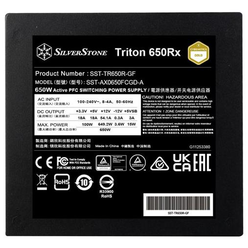 A large main feature product image of SilverStone Triton Rx 650W Gold ATX PSU