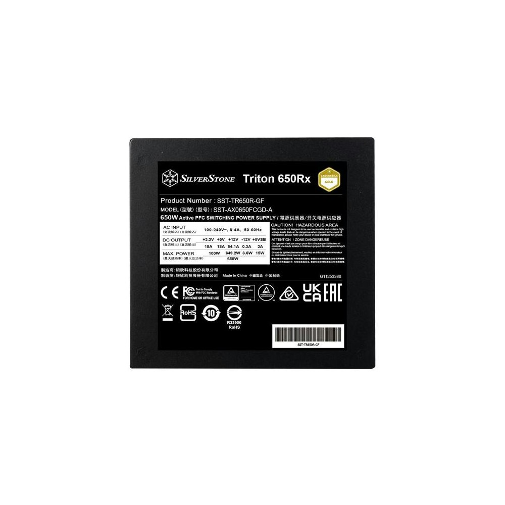 A large main feature product image of SilverStone Triton Rx 650W Gold ATX PSU