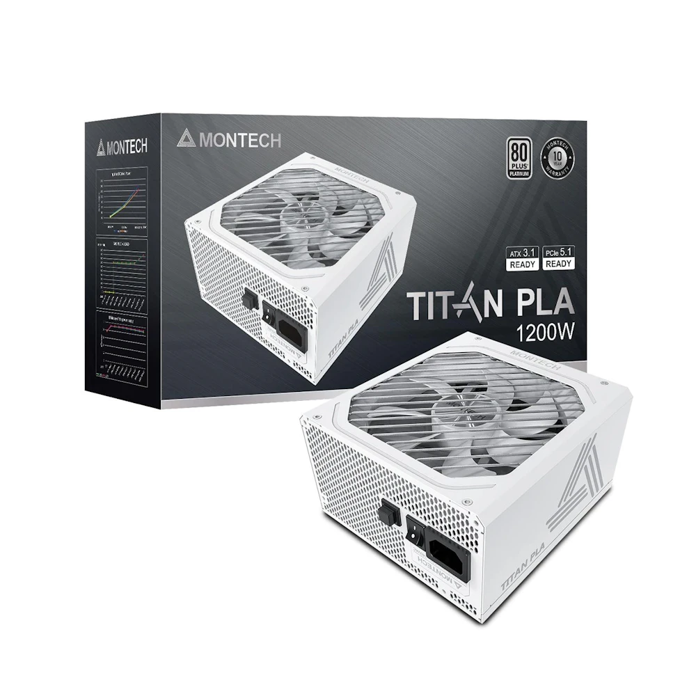 Montech TITAN PLA 1200W Platinum ATX 3.1 PCIe 5.1 Modular PSU (White)