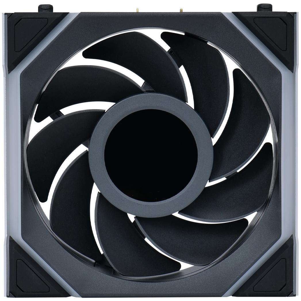 A large main feature product image of Lian Li UNI FAN SL120 Wireless LCD - 120mm Reverse Blade Modular Fan (Black)