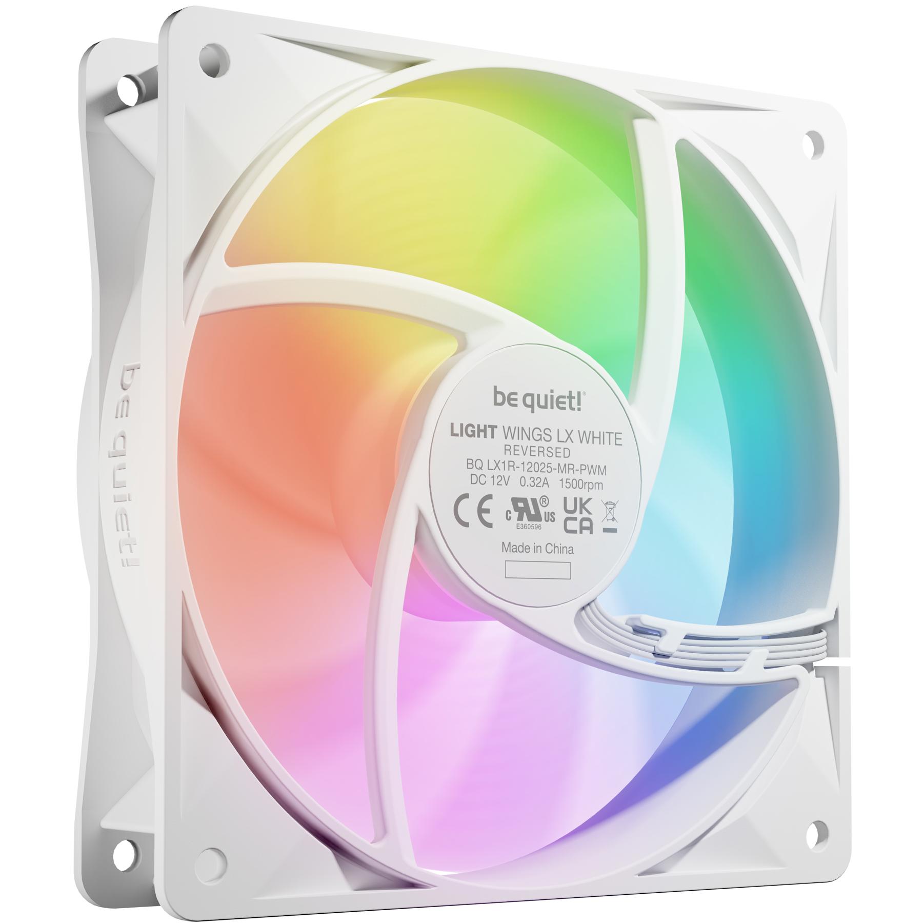 A large main feature product image of be quiet! LIGHT WINGS LX ARGB 120mm PWM Reverse-Blade Fan (White)