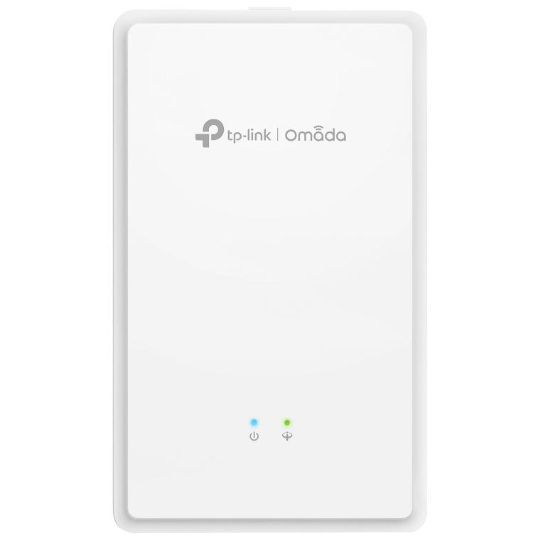 A large main feature product image of TP-Link Omada AX1800 Wi-Fi 6 Wall Plate GPON PoE Access Point