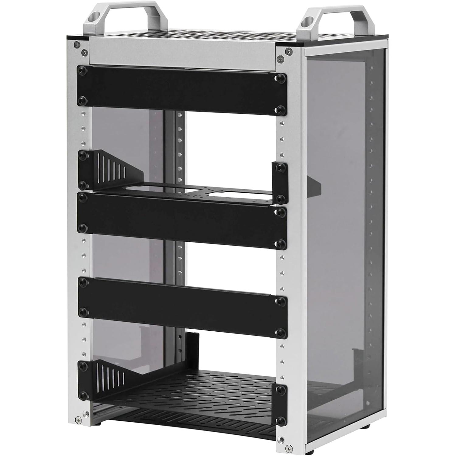 A large main feature product image of DeskPi RackMate T1 Rackmount 10" 8U Server Cabinet (Silver)