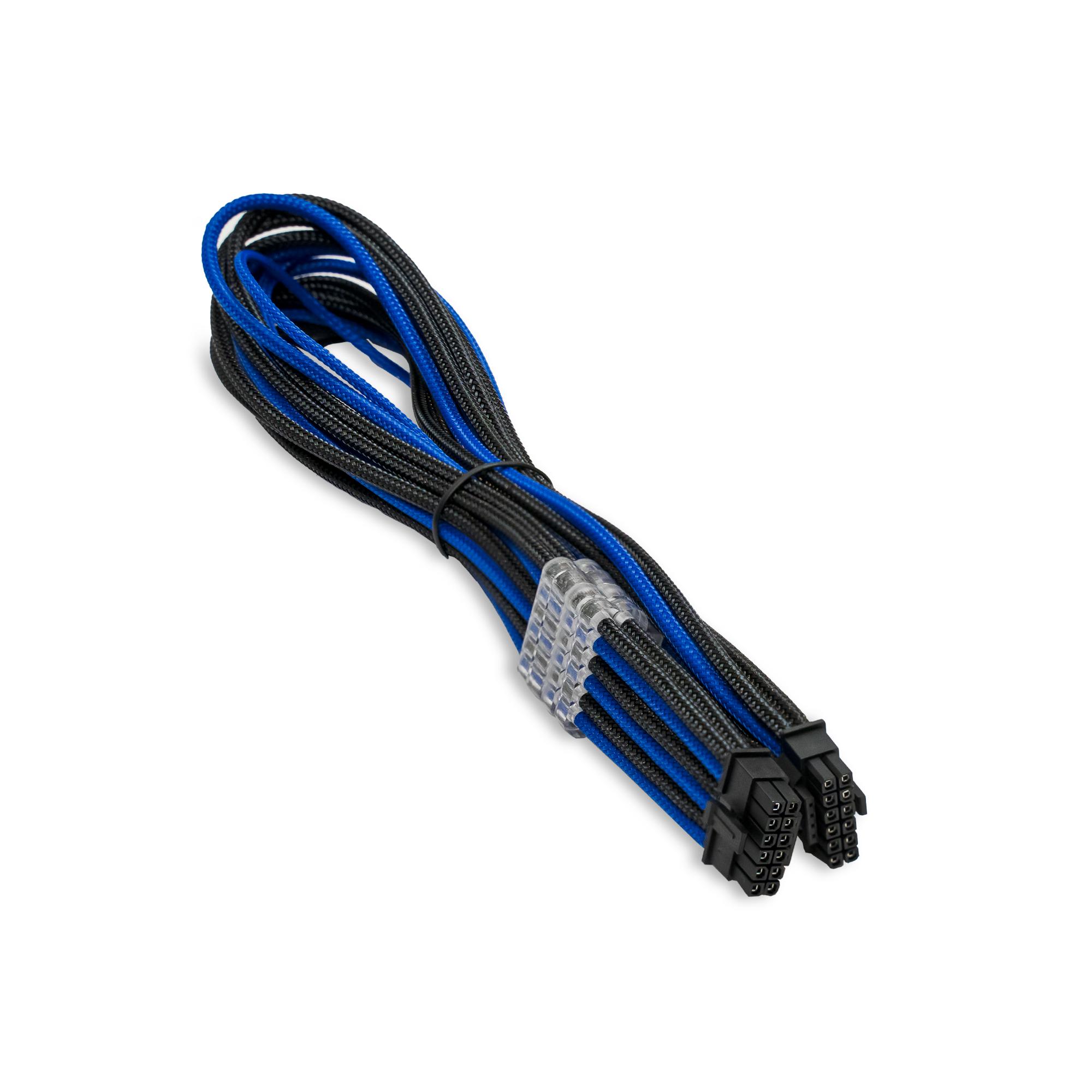 A large main feature product image of GamerChief 12VHPWR 45cm Male to Male Sleeved Cable (Black/Blue)