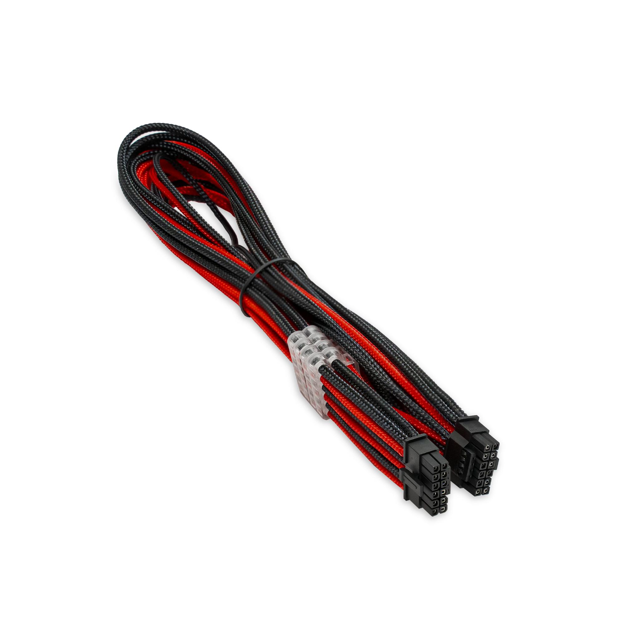 A large main feature product image of GamerChief 12VHPWR 45cm Male to Male Sleeved Cable (Black/Red)