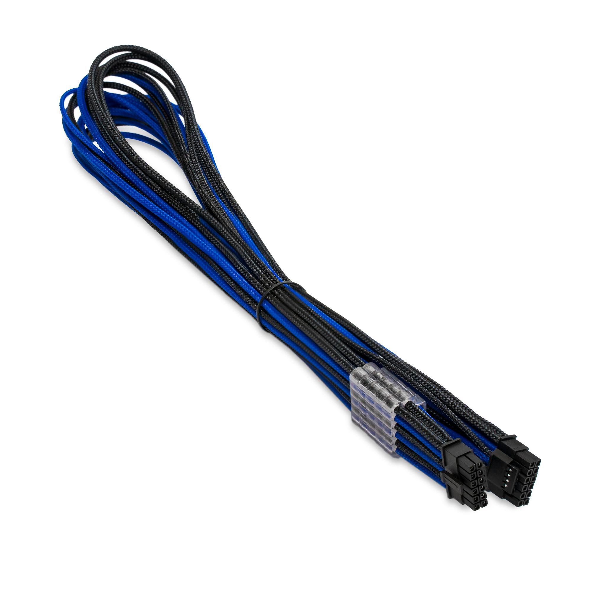 A large main feature product image of GamerChief 12VHPWR 60cm Male to Male Sleeved Cable (Black/Blue)