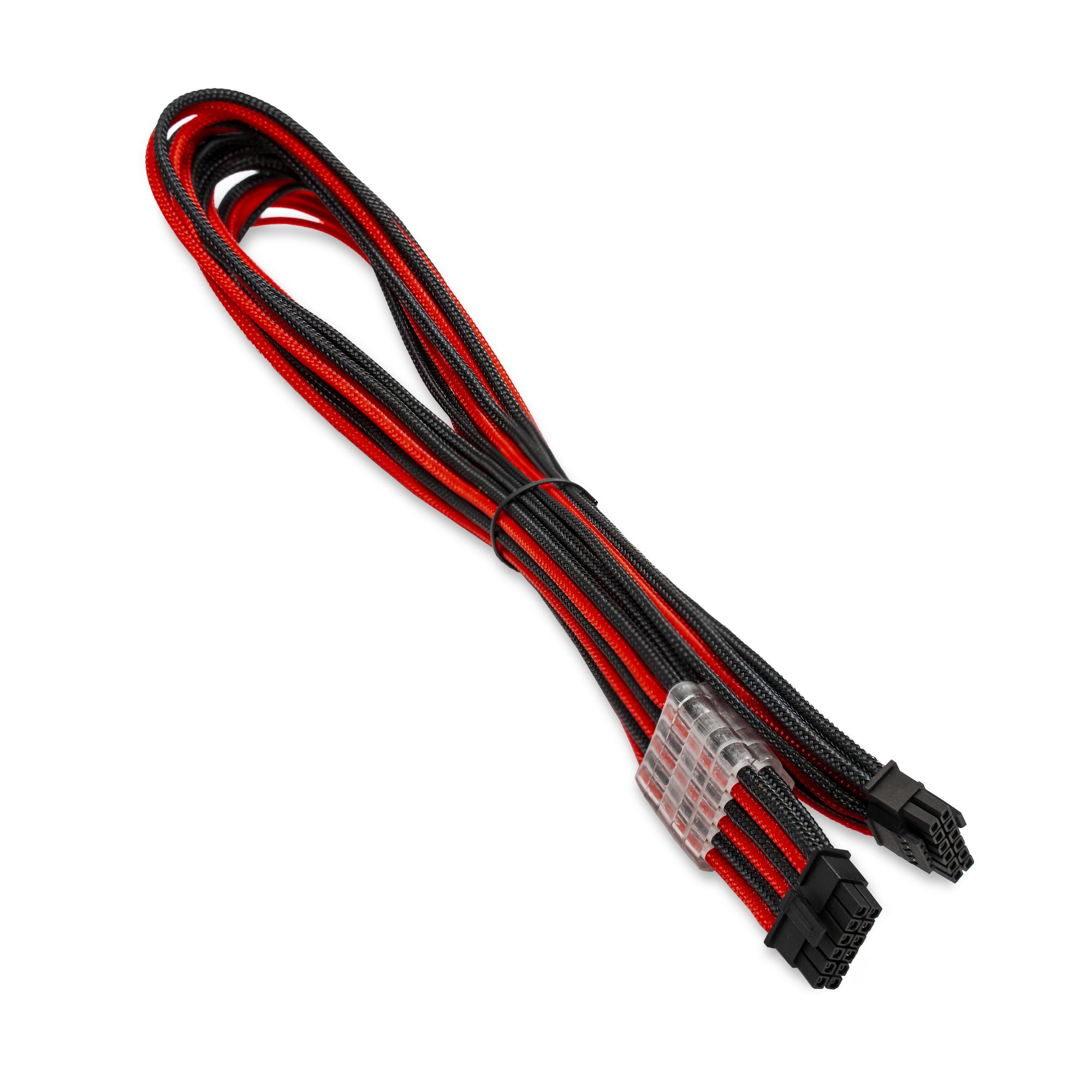 A large main feature product image of GamerChief 12VHPWR 60cm Male to Male Sleeved Cable (Black/Red)